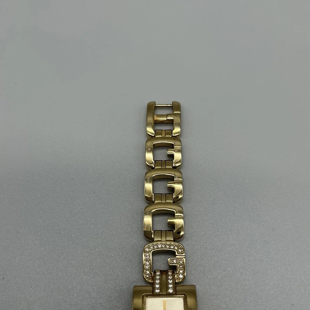 Guess L10644L1 Womens Watch 18mm Gold Tone Logo G Band New Battery 7.5
